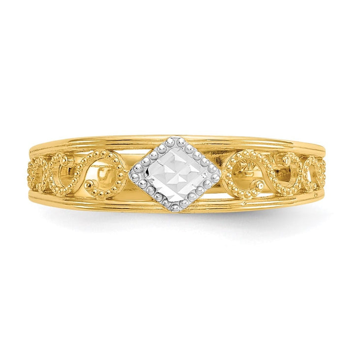 14k Yellow Gold and White D.C. Toe Ring