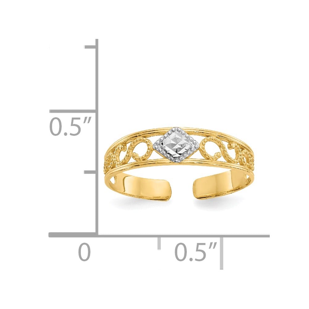 14k Yellow Gold and White D.C. Toe Ring