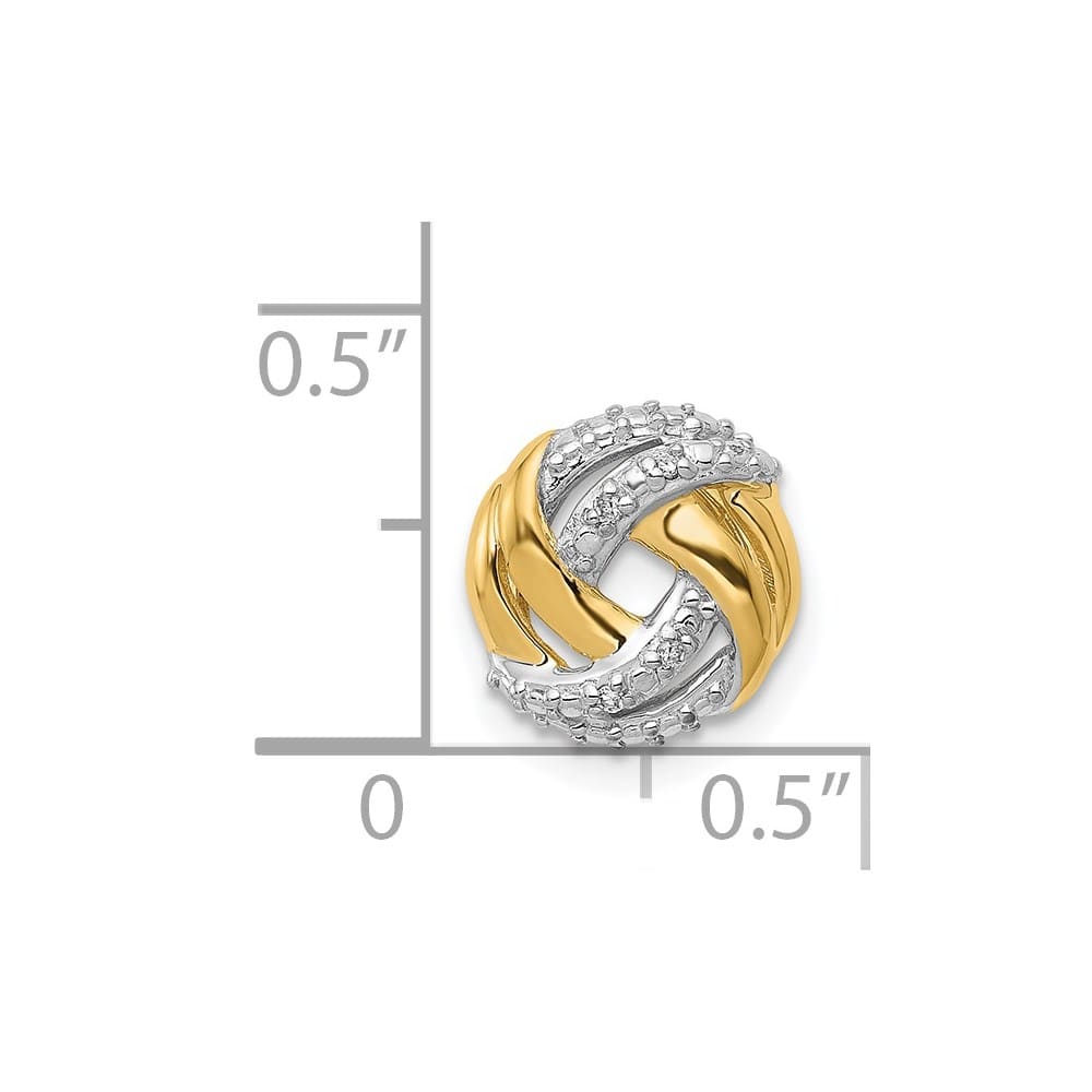 14K Yellow Gold and White Rhodium .02 Carat Diamond Knot Chain Slide