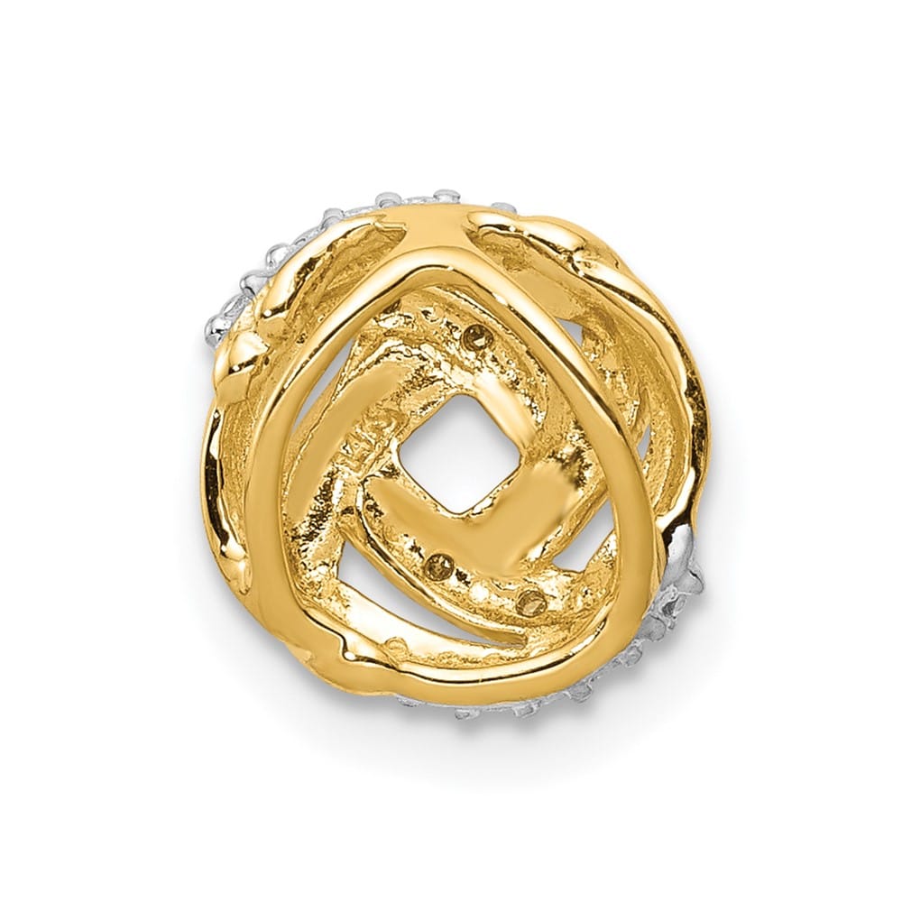 14K Yellow Gold and White Rhodium .02 Carat Diamond Knot Chain Slide