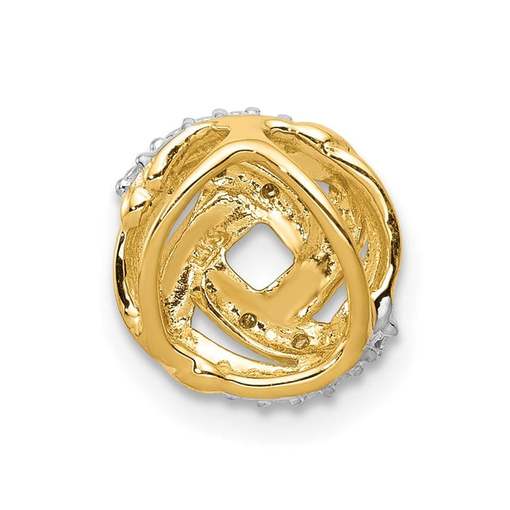 14K Yellow Gold and White Rhodium .02 Carat Diamond Knot Chain Slide