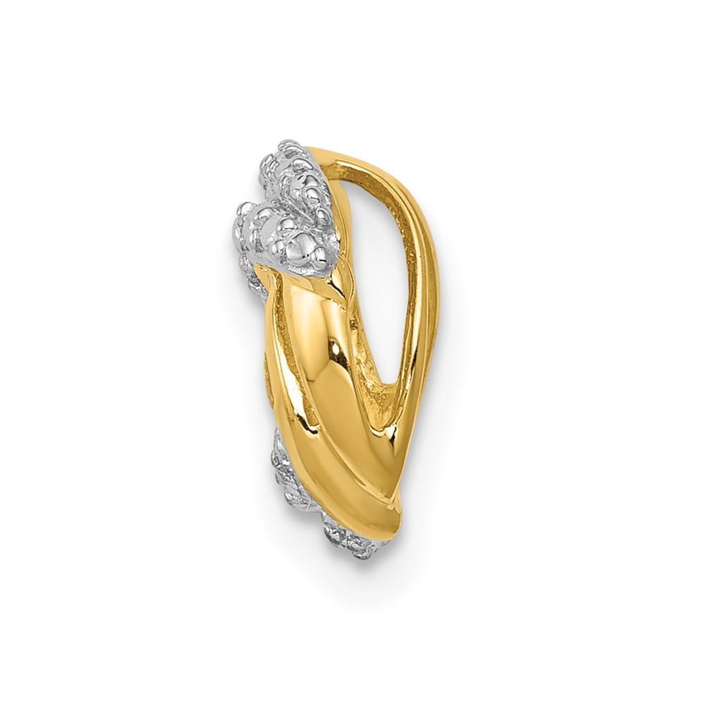 14K Yellow Gold and White Rhodium .02 Carat Diamond Knot Chain Slide
