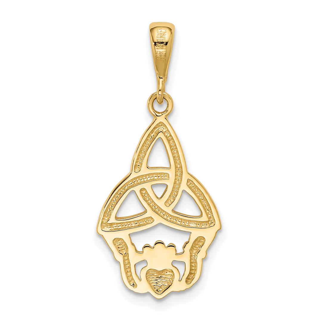 14K Yellow Gold and White Rhodium D.C. Claddagh Trinity Knot Pendant