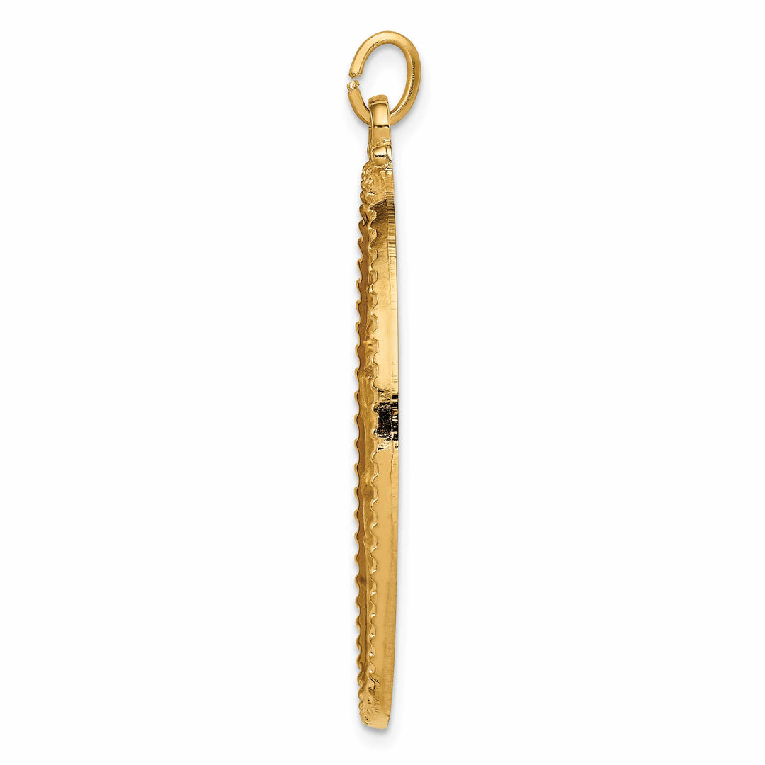 14K Yellow Gold Beaded Edge St. Christopher Medal Oval Pendant