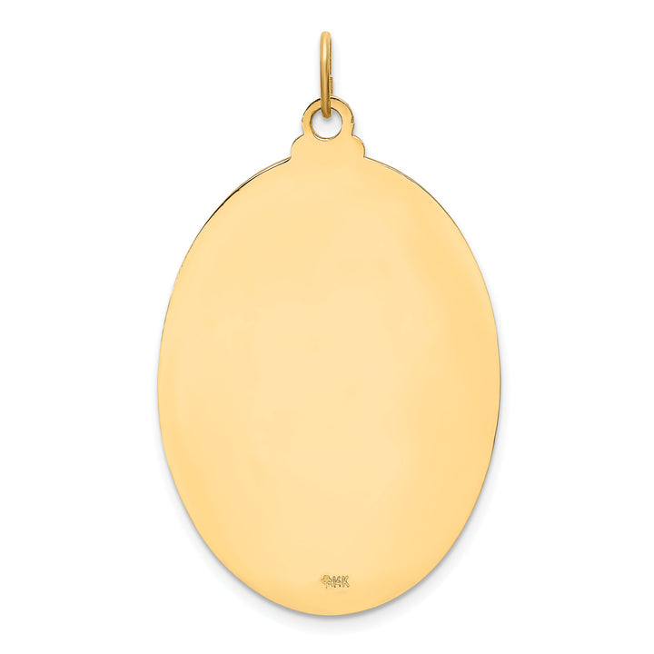 14K Yellow Gold Beaded Edge St. Christopher Medal Oval Pendant