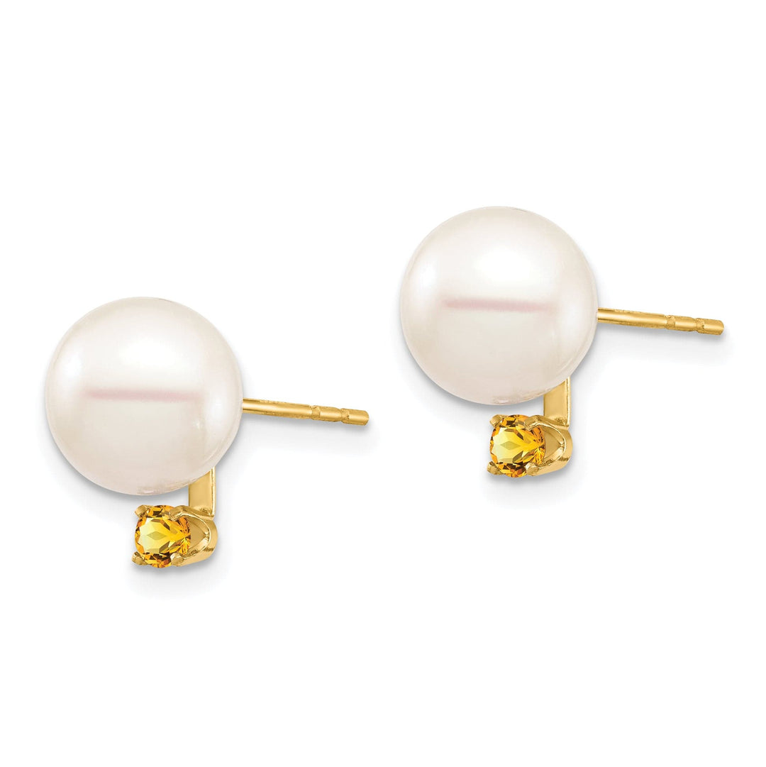 14K Yellow Gold Beautiful 8-8.5mm Freshwater Pearl  Studs