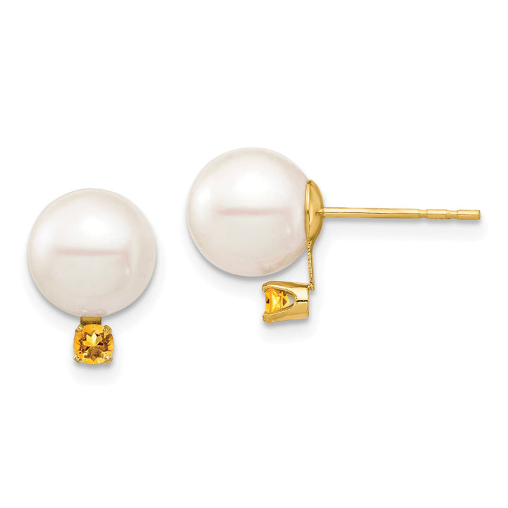14K Yellow Gold Beautiful 8-8.5mm Freshwater Pearl  Studs