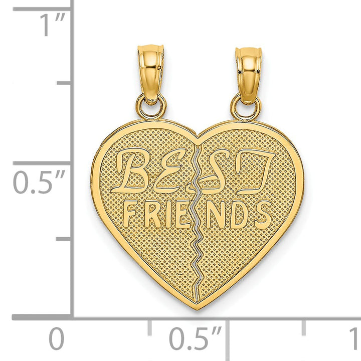 14K Yellow Gold Best Friends 2-Piece Break-Apart Heart Charm