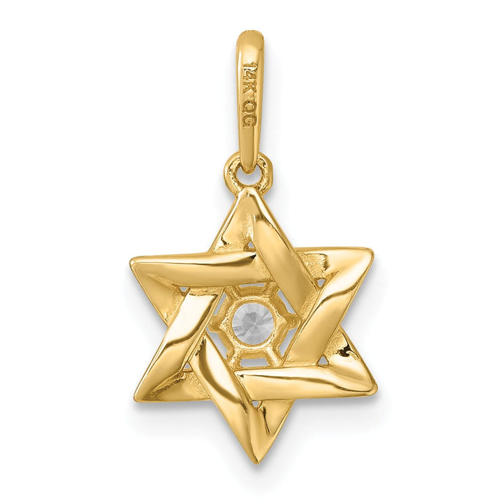 14K Yellow Gold Black and White Enameled and CZ Star of David Charm /