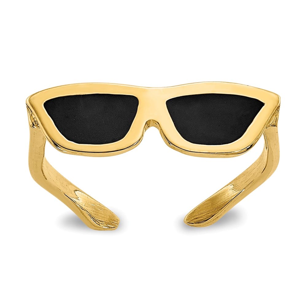 14k Yellow Gold Black Enameled Sunglasses Toe Ring
