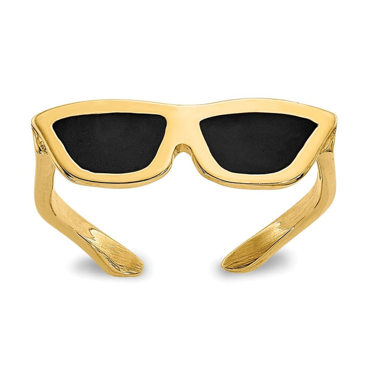 14k Yellow Gold Black Enameled Sunglasses Toe Ring