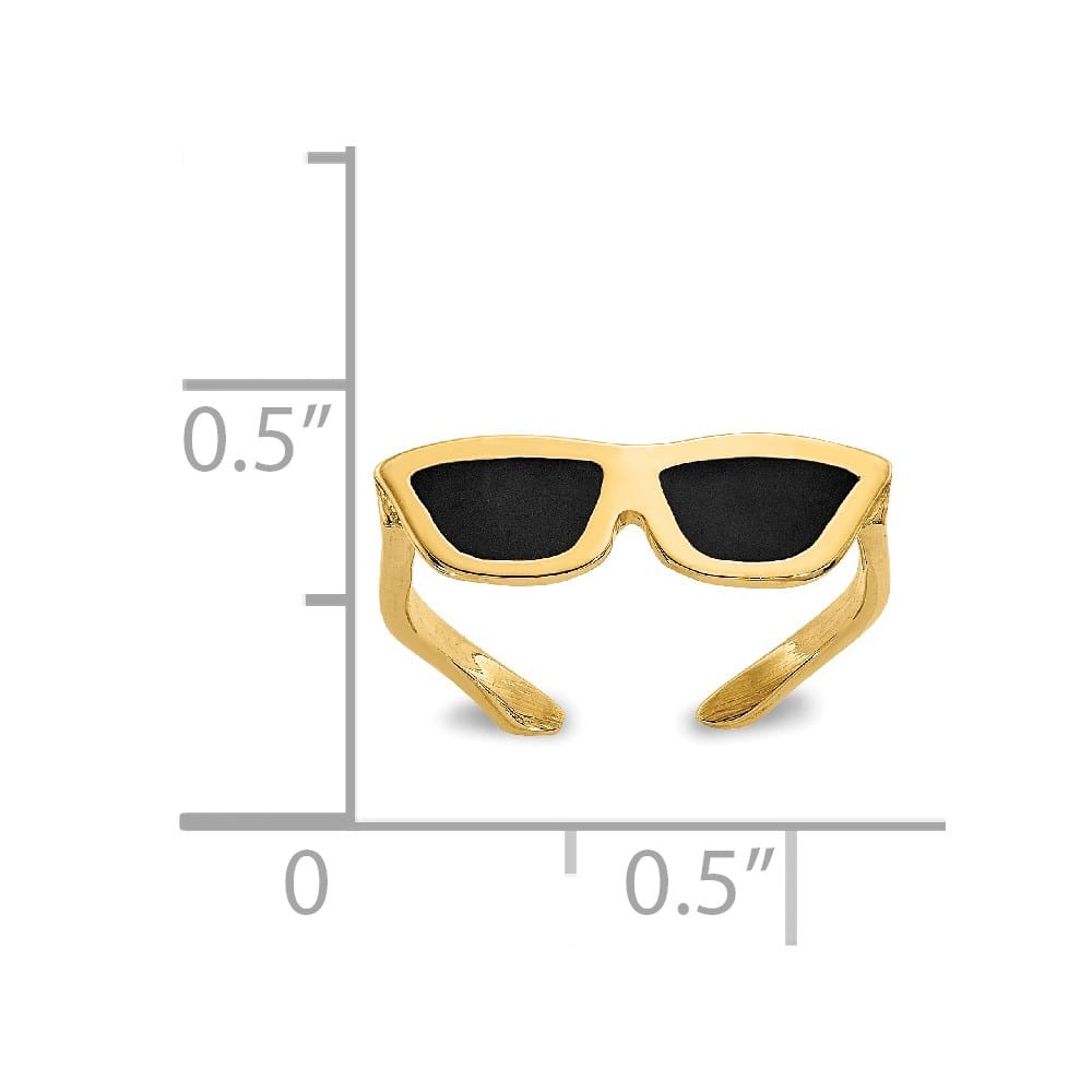 14k Yellow Gold Black Enameled Sunglasses Toe Ring