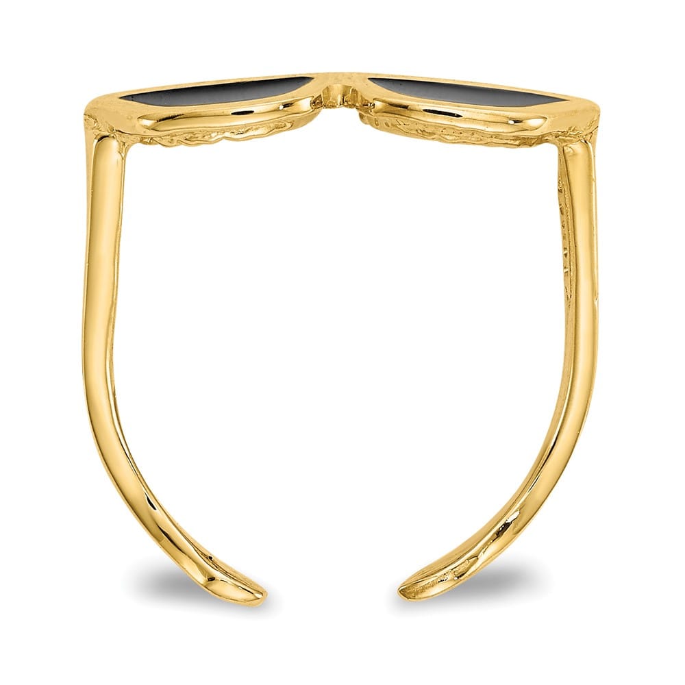 14k Yellow Gold Black Enameled Sunglasses Toe Ring