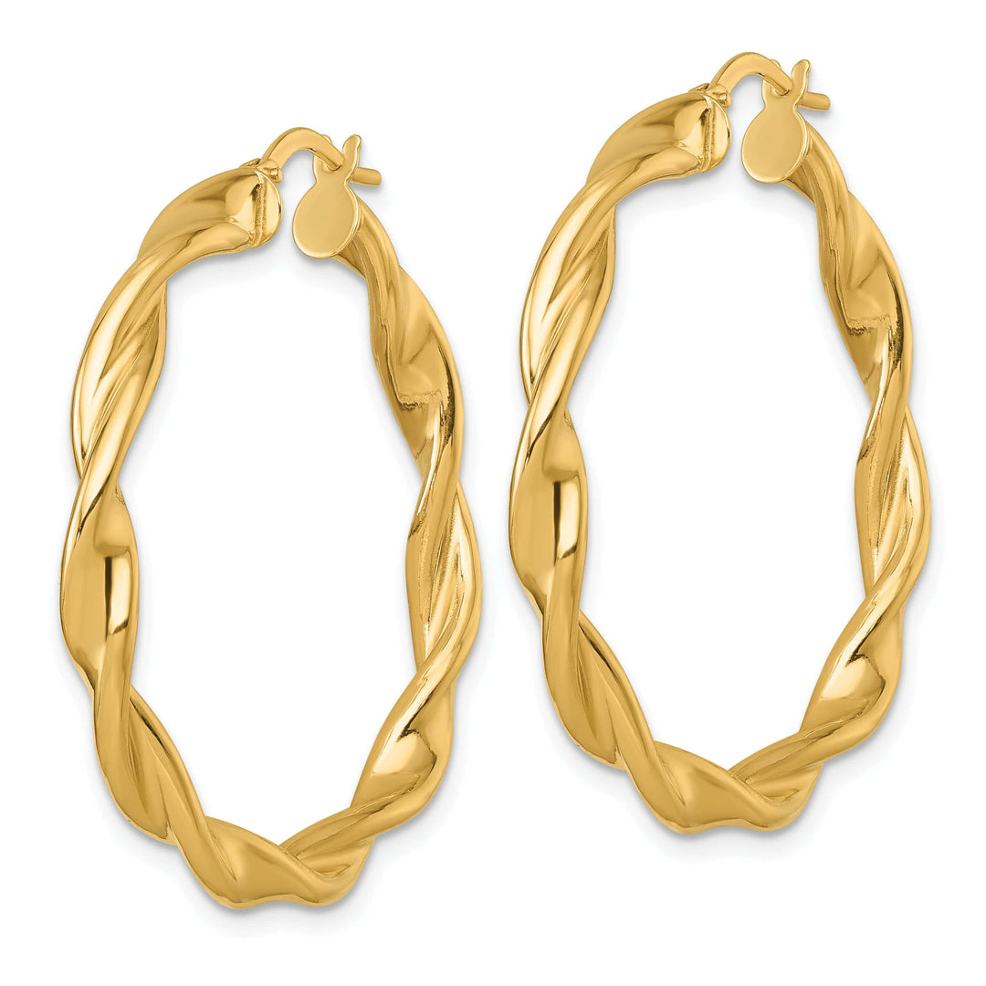 14K Yellow Gold Bold Polished 38mm Twisted Hoops