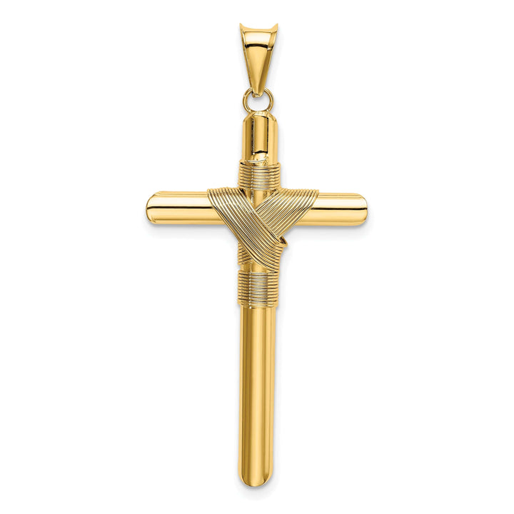 Lovely Rita's 14K Yellow Gold Bold Polished Center Wrap Tube Latin Cross