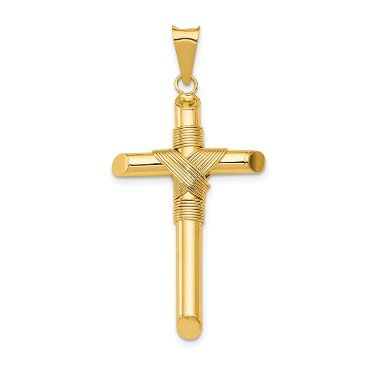 Lovely Rita's 14K Yellow Gold Bold Polished Center Wrap Tube Latin Cross