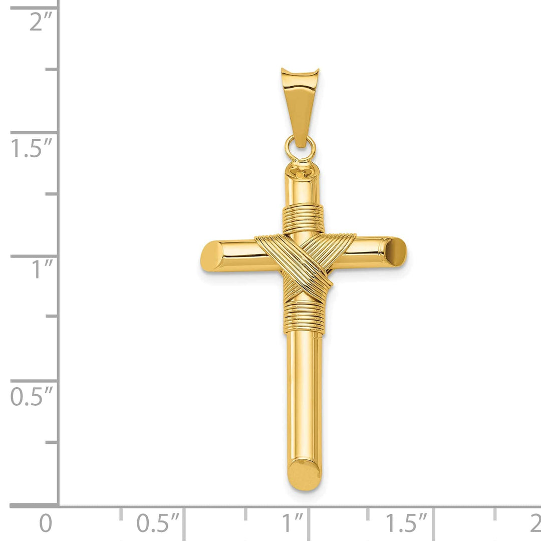 Lovely Rita's 14K Yellow Gold Bold Polished Center Wrap Tube Latin Cross