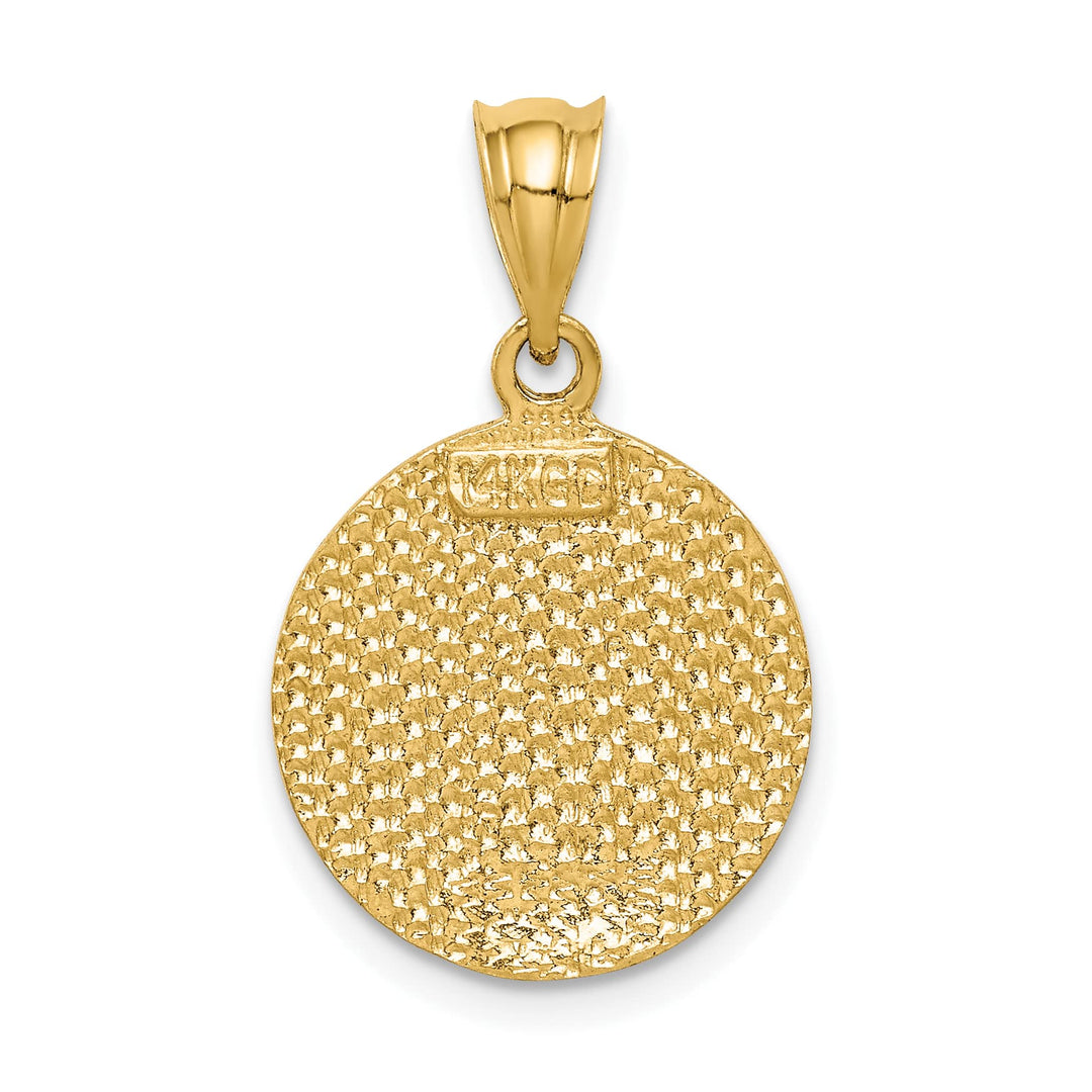 14K Yellow Gold Brushed D.C. Virgin Mary Pendant