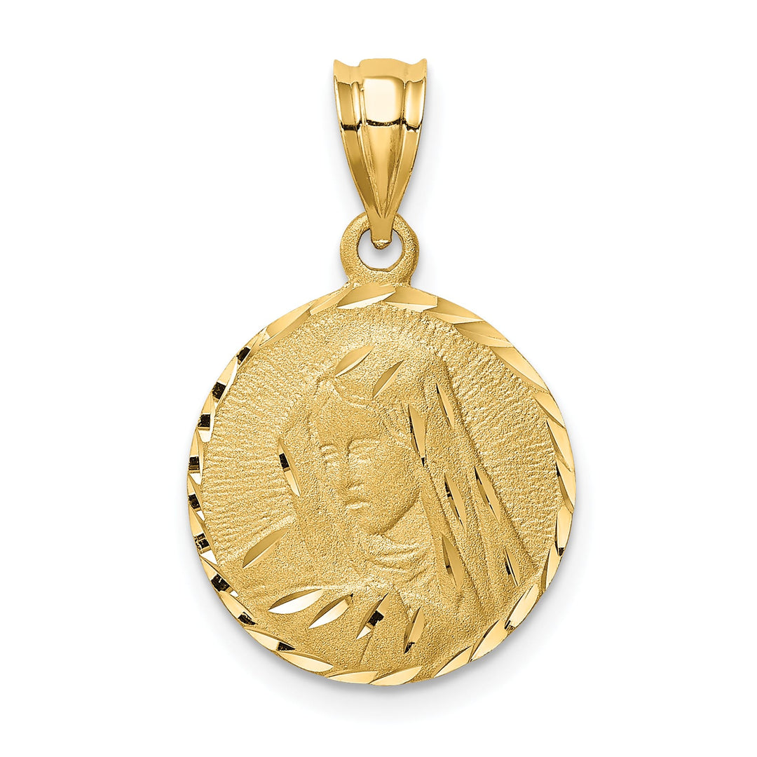 14K Yellow Gold Brushed D.C. Virgin Mary Pendant