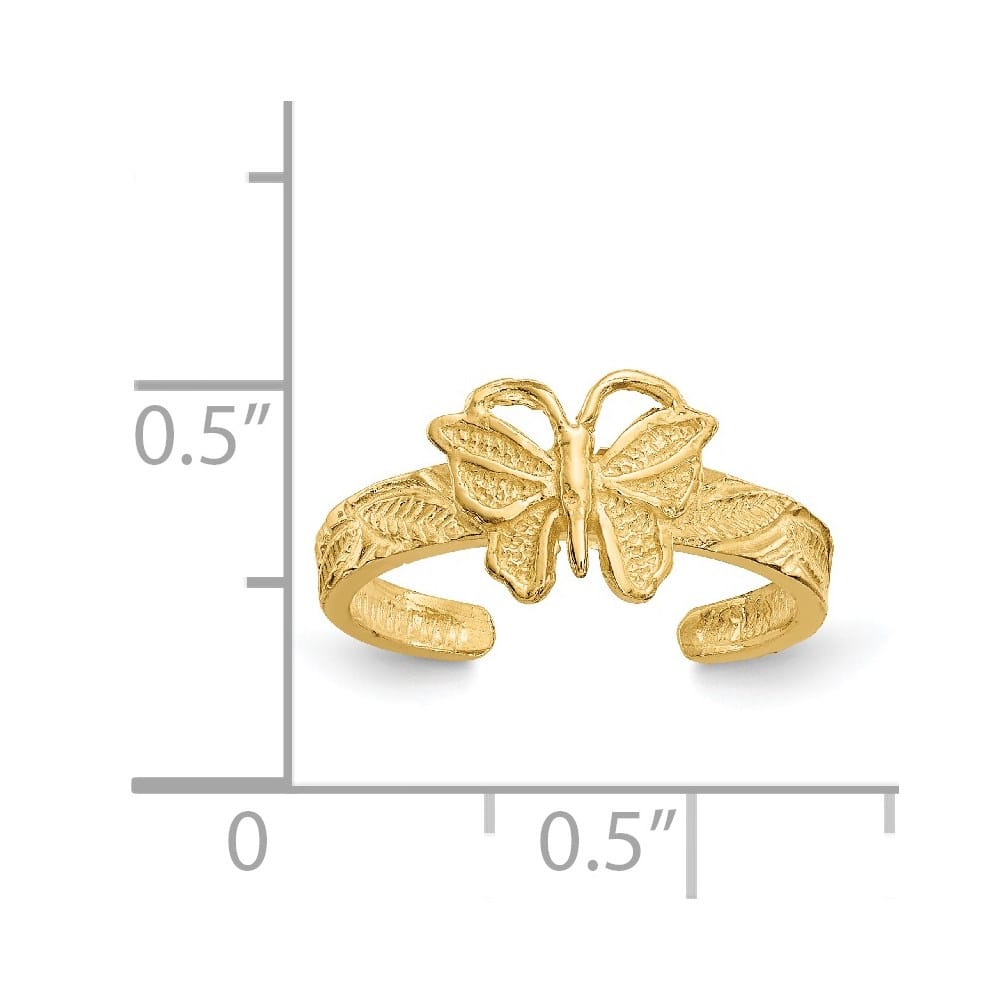 14k Yellow Gold Butterfly Toe Ring