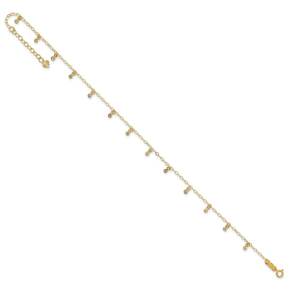 14K Yellow Gold Cable with D.C. Dots Anklet