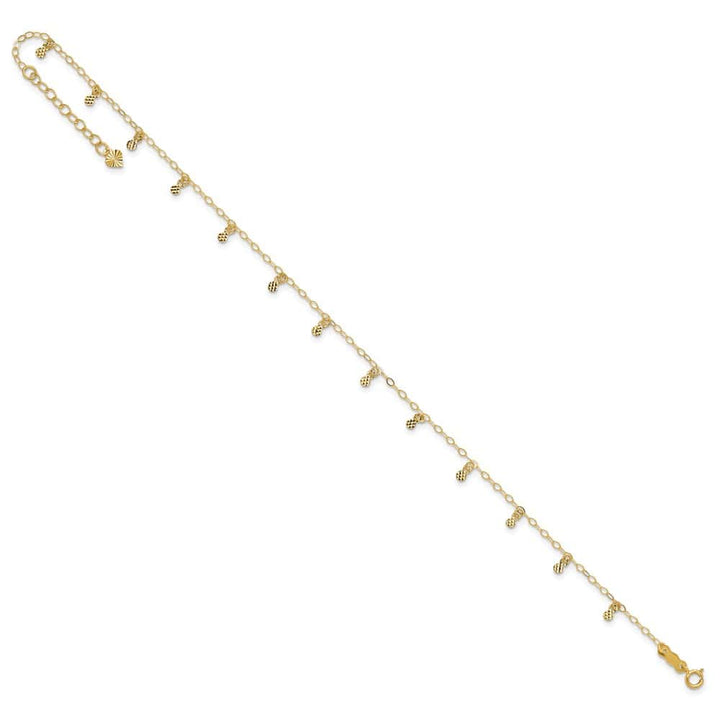 14K Yellow Gold Cable with D.C. Dots Anklet