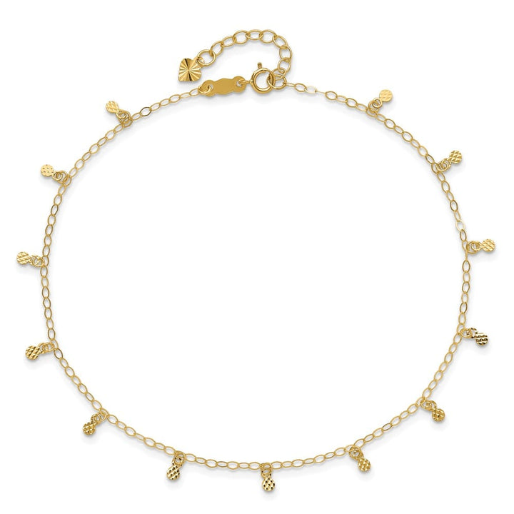 14K Yellow Gold Cable with D.C. Dots Anklet