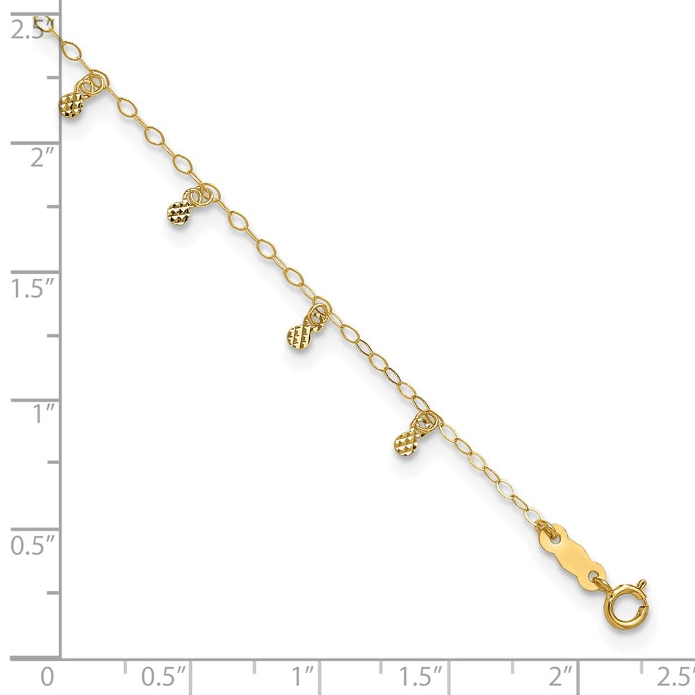 14K Yellow Gold Cable with D.C. Dots Anklet