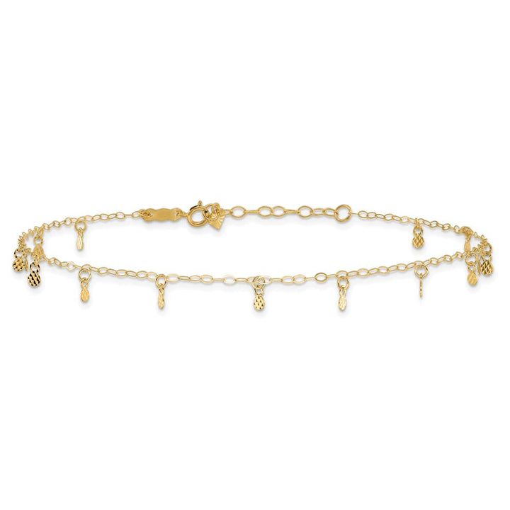14K Yellow Gold Cable with D.C. Dots Anklet
