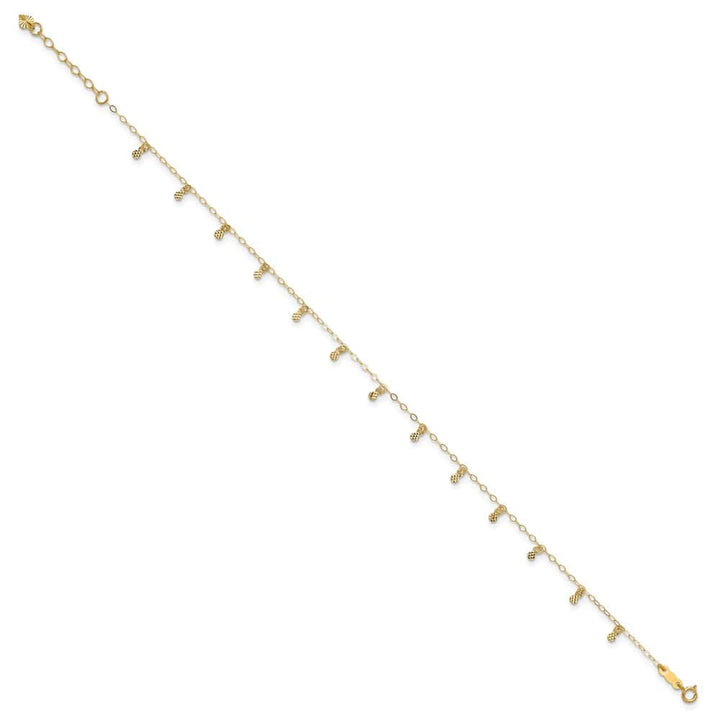 14K Yellow Gold Cable with D.C. Dots Anklet