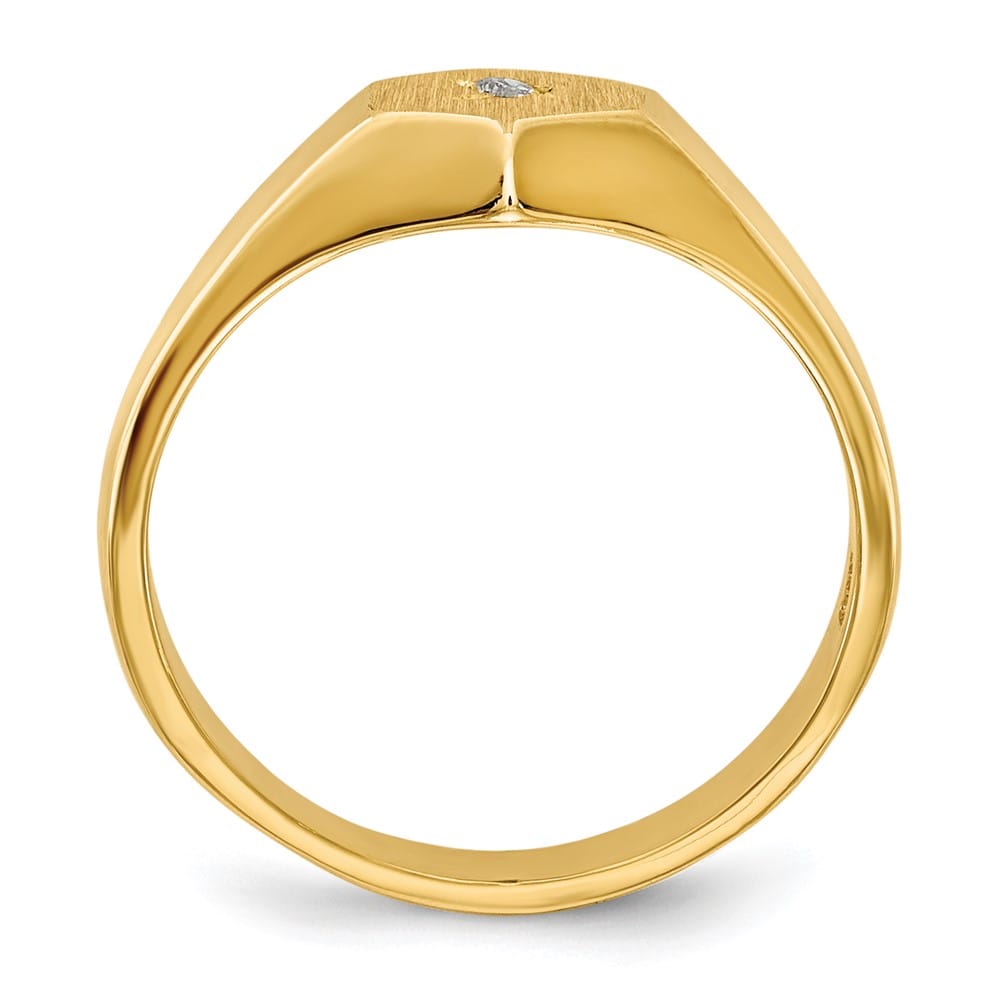 14k Yellow Gold Carat AA Diamond 5.0x5.0mm Open Back Hexagonal Ring