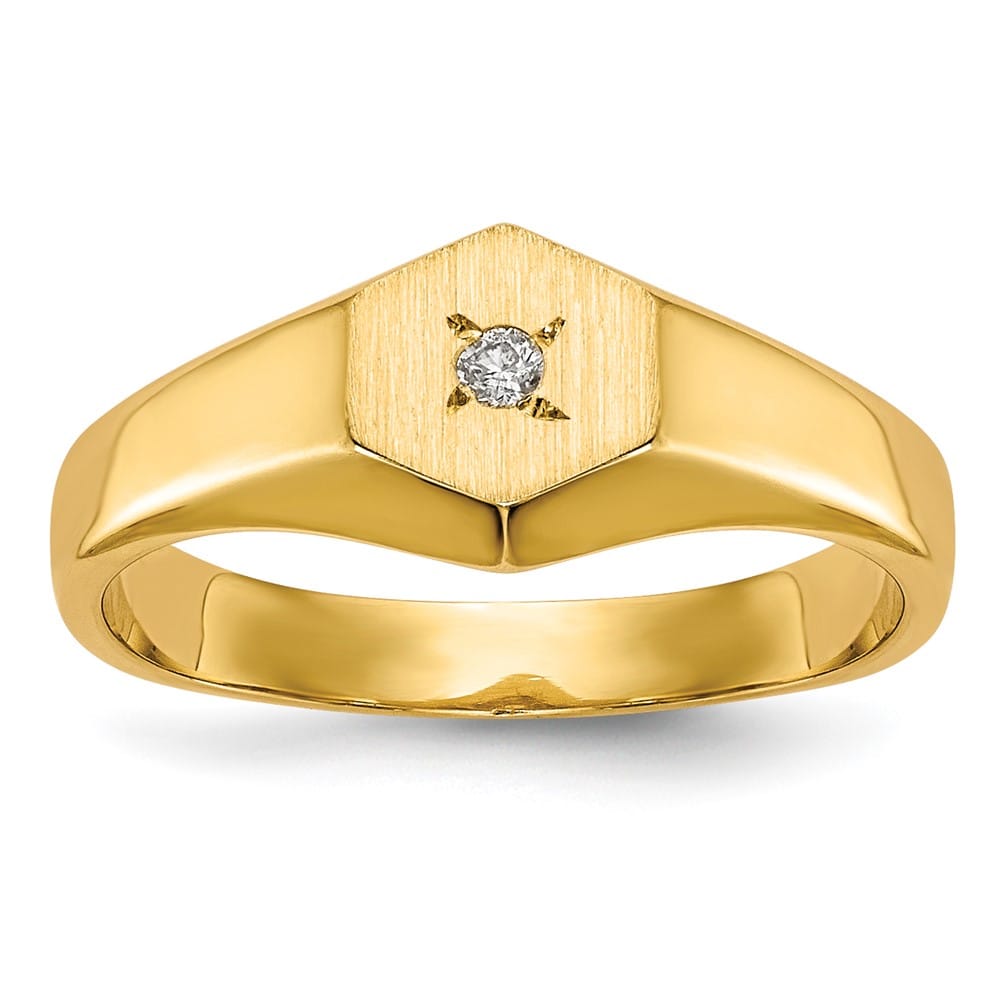 14k Yellow Gold Carat AA Diamond 5.0x5.0mm Open Back Hexagonal Ring