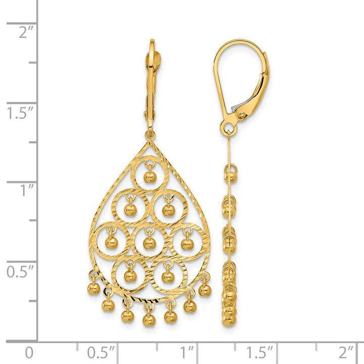 14K Yellow Gold Chandelier-Style Fringed Dangle Leverback Earrings, view 4 of 4