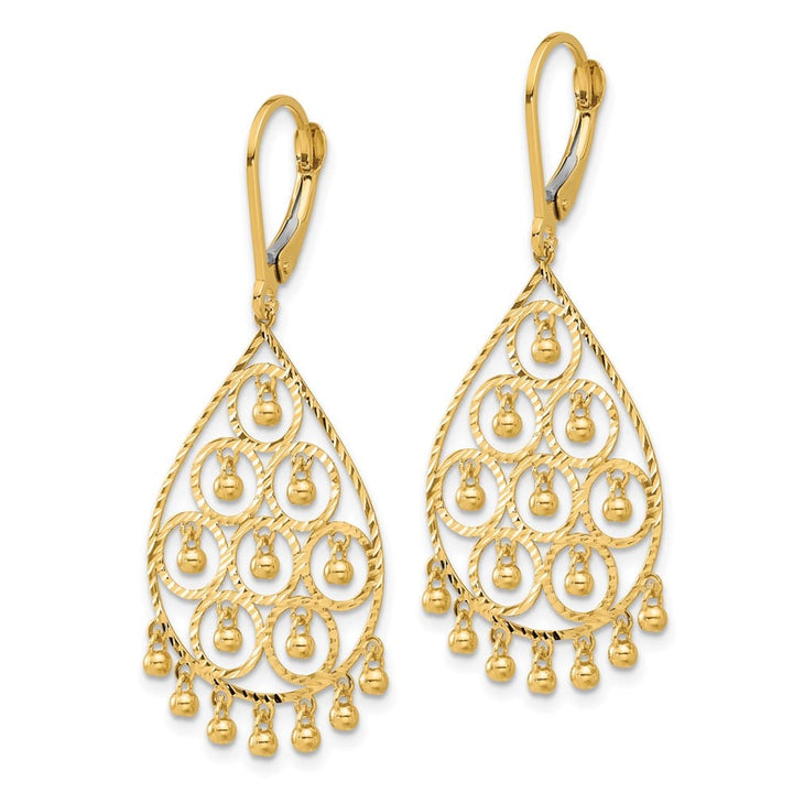 14K Yellow Gold Chandelier-Style Fringed Dangle Leverback Earrings, view 2 of 4