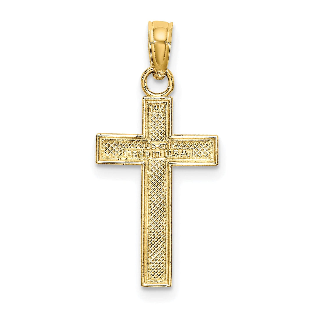 Lovely Rita's 14K Yellow Gold Classic Block Beaded Edge Latin Cross
