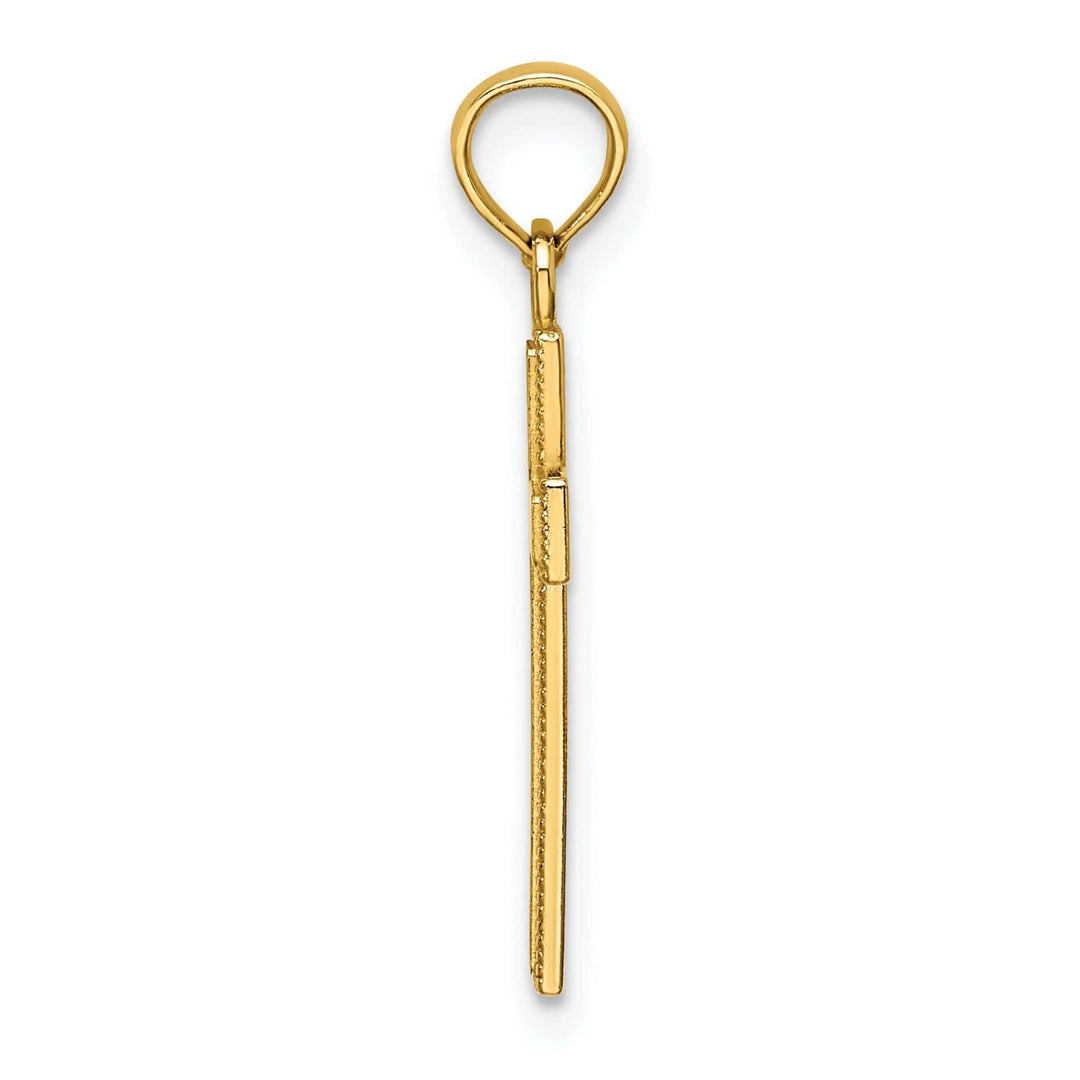 Lovely Rita's 14K Yellow Gold Classic Block Beaded Edge Latin Cross
