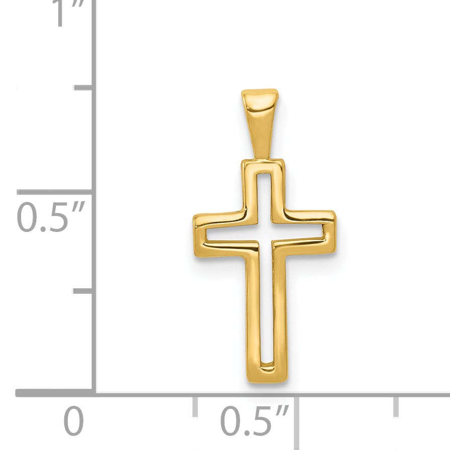 Lovely Rita's 14K Yellow Gold Classic Cut-out Design Latin Cross Pendant