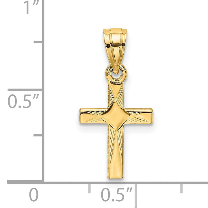 Lovely Rita's 14K Yellow Gold Classic Diamond Shape Center Mini Latin Cross