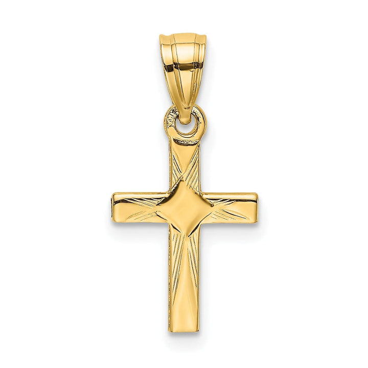 Lovely Rita's 14K Yellow Gold Classic Diamond Shape Center Mini Latin Cross