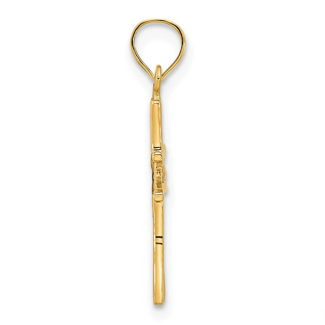 Lovely Rita's 14K Yellow Gold Classic Fancy Floral Latin Cross Pendant