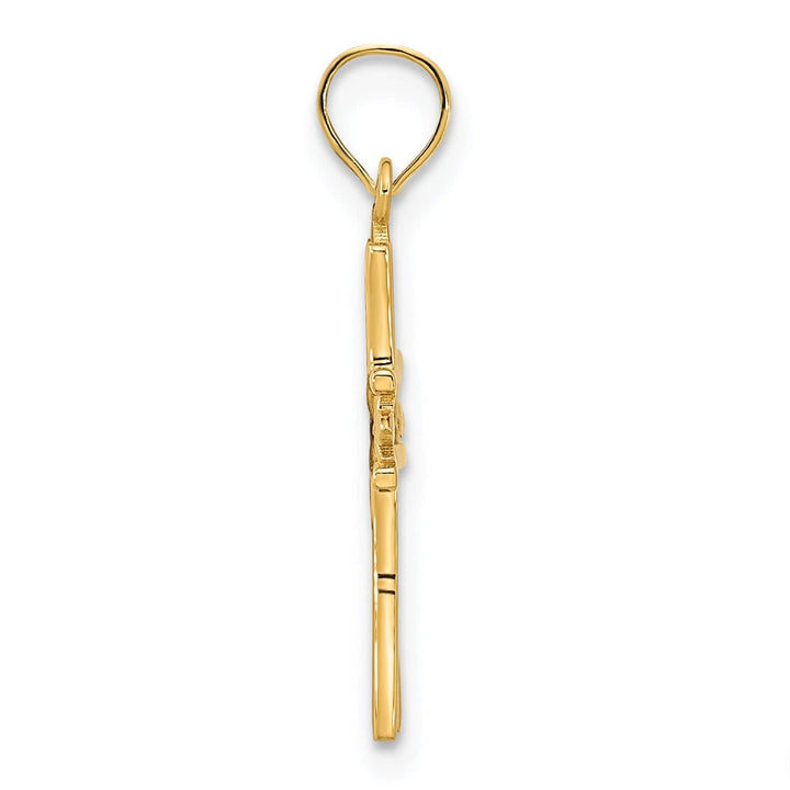 Lovely Rita's 14K Yellow Gold Classic Fancy Floral Latin Cross Pendant