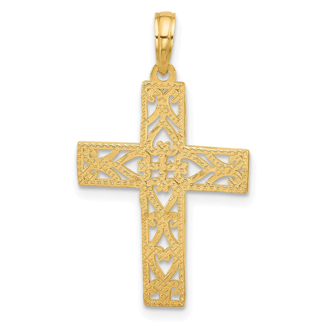 Lovely Rita's 14K Yellow Gold Classic Fancy Hearts Latin Cross Pendant