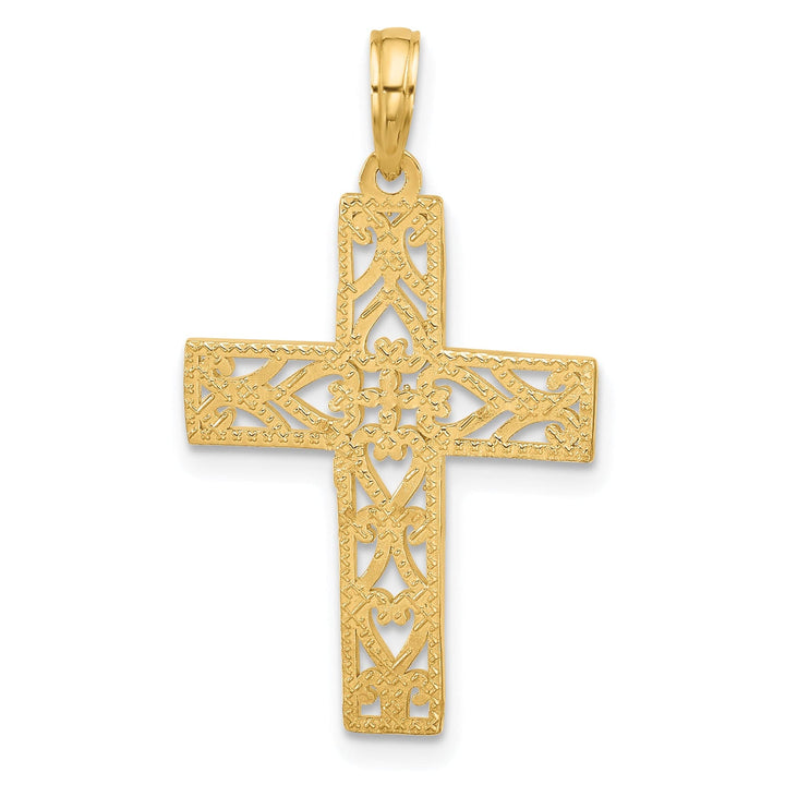 Lovely Rita's 14K Yellow Gold Classic Fancy Hearts Latin Cross Pendant
