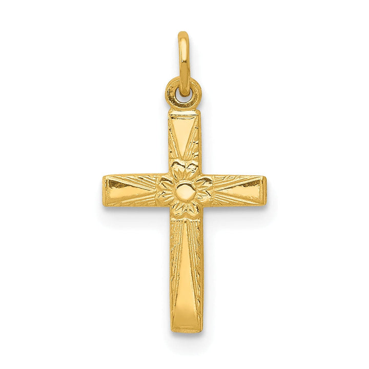 Lovely Rita's 14K Yellow Gold Classic Floral Latin Cross Pendant