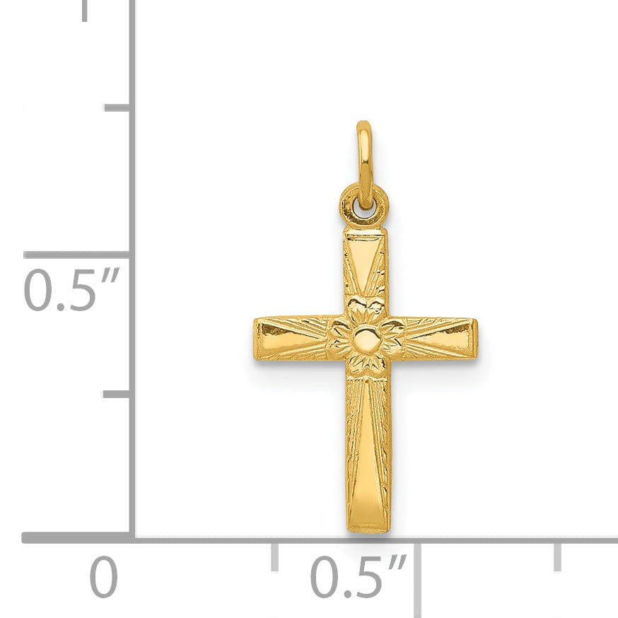Lovely Rita's 14K Yellow Gold Classic Floral Latin Cross Pendant