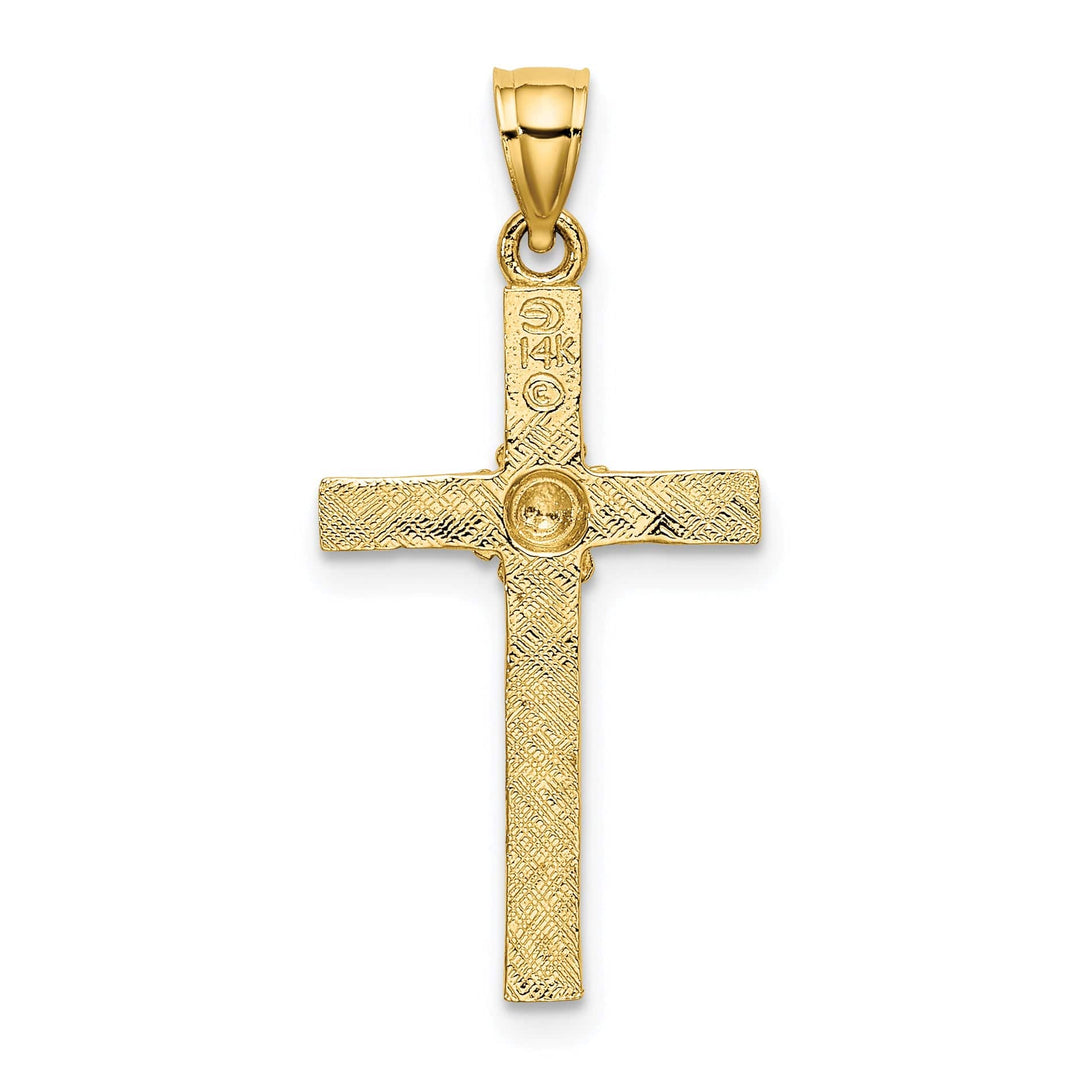 Lovely Rita's 14K Yellow Gold Classic Flower Design Religious Latin Cross Pendant
