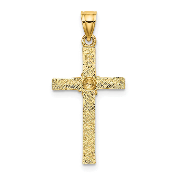 Lovely Rita's 14K Yellow Gold Classic Flower Design Religious Latin Cross Pendant