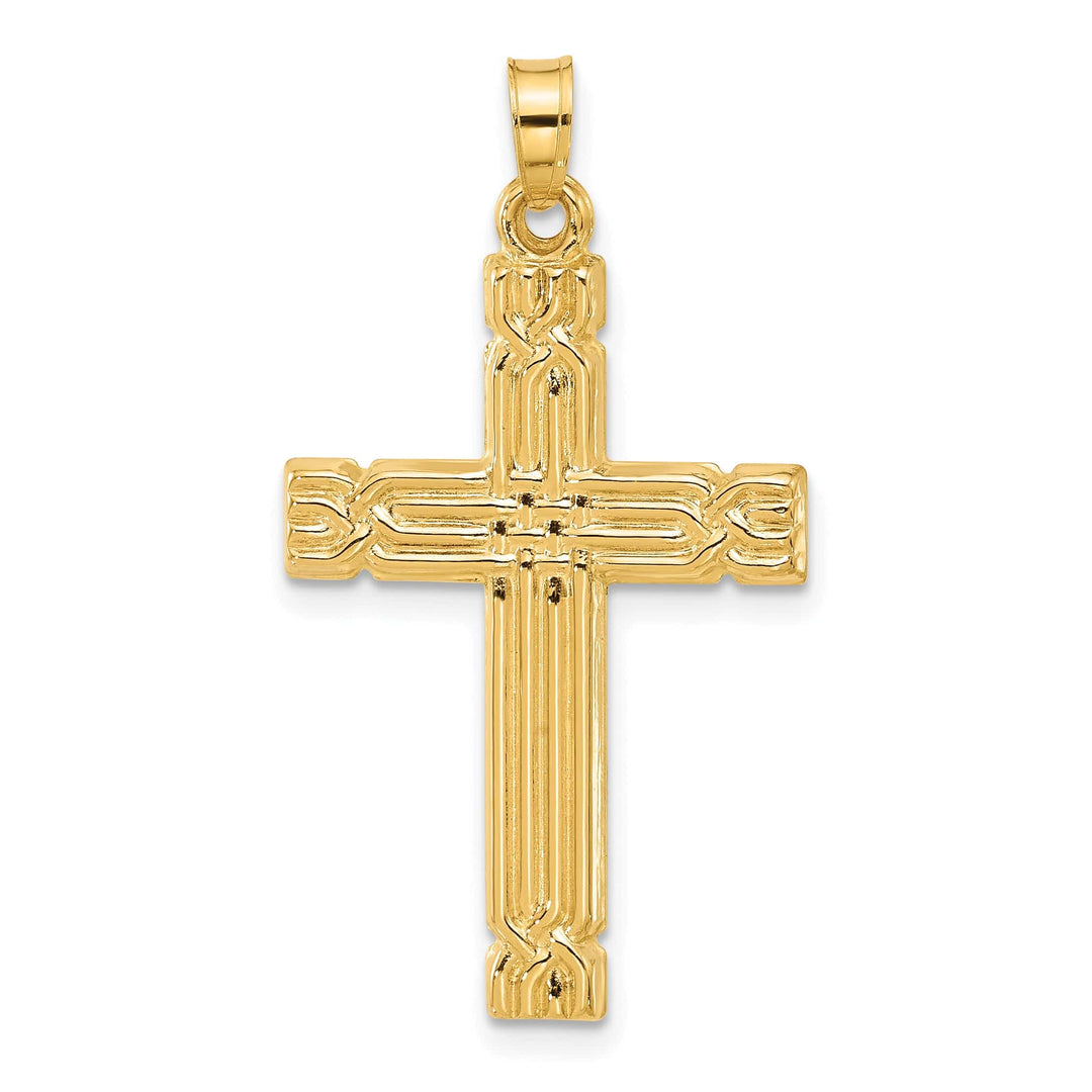 Lovely Rita's 14K Yellow Gold Classic & Grooved Hollow Latin Cross Pendant
