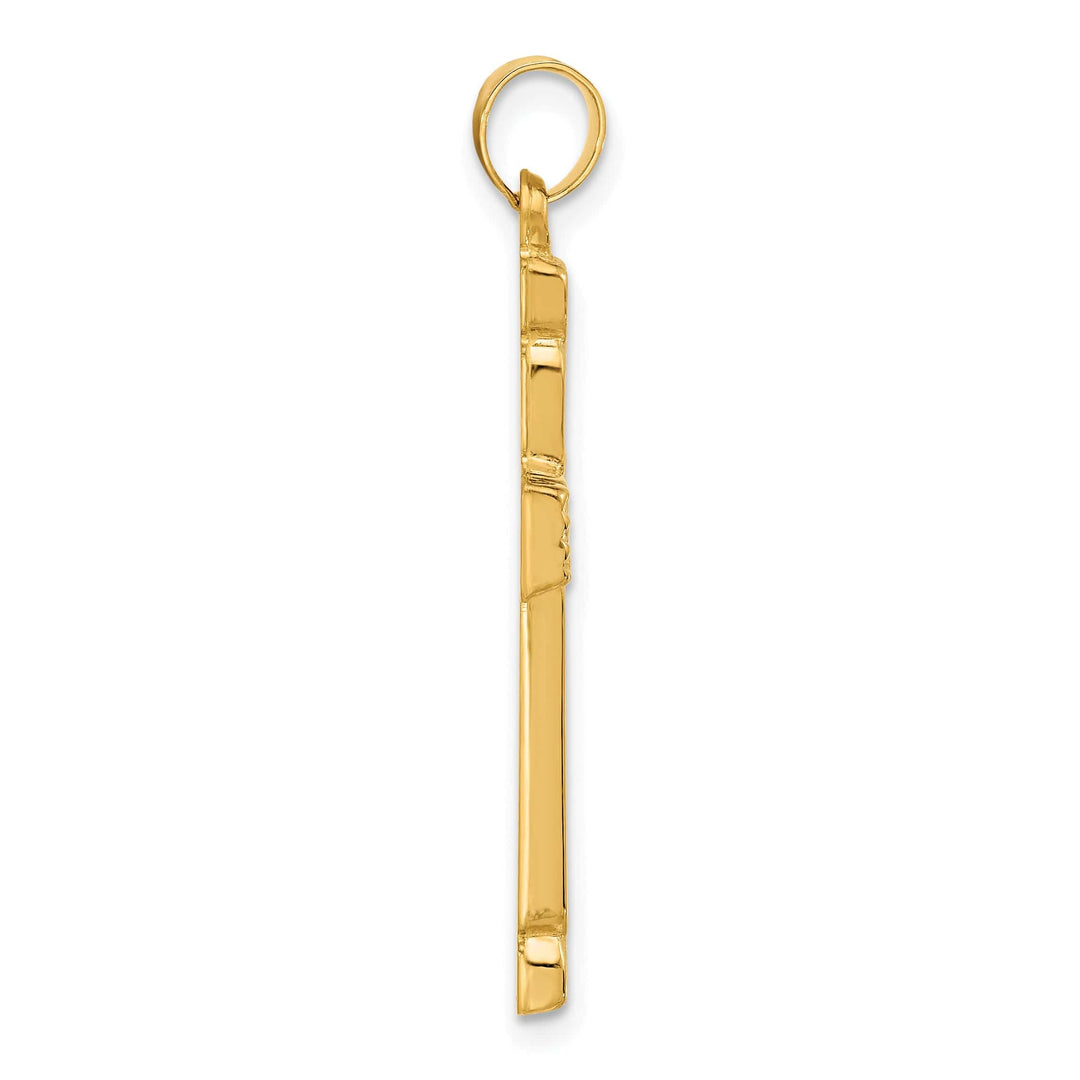 Lovely Rita's 14K Yellow Gold Classic & Grooved Hollow Latin Cross Pendant