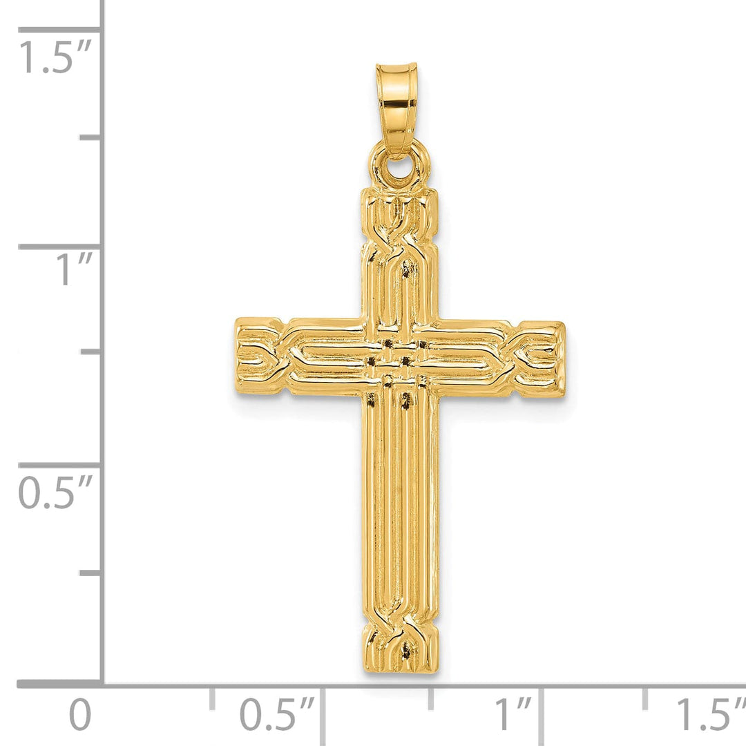 Lovely Rita's 14K Yellow Gold Classic & Grooved Hollow Latin Cross Pendant